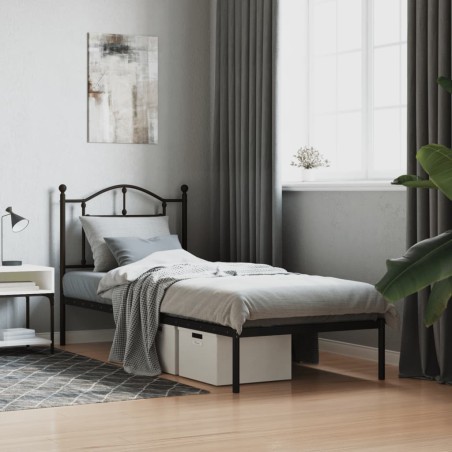 vidaXL Giroletto con Testiera in Metallo Nero 90x200 cm