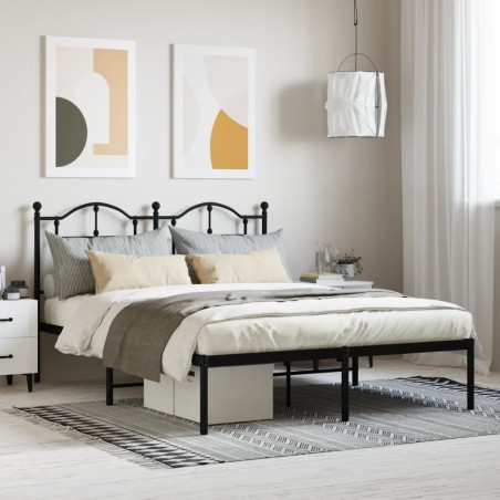 vidaXL Giroletto con Testiera in Metallo Nero 135x190 cm