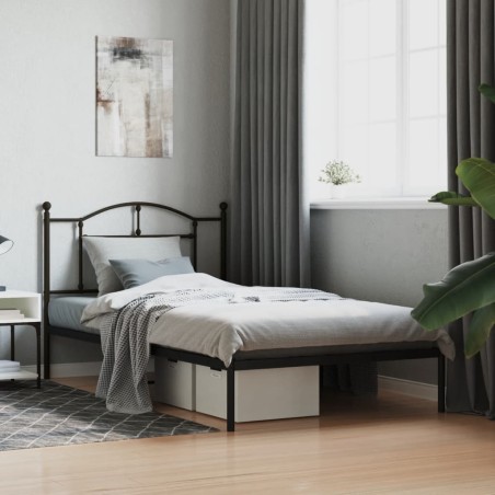 vidaXL Giroletto con Testiera in Metallo Nero 107x203 cm