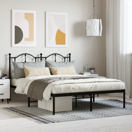 vidaXL Giroletto con Testiera in Metallo Nero 140x190 cm