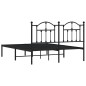 vidaXL Giroletto con Testiera in Metallo Nero 140x190 cm vidaXL Giroletto con Testiera in Metallo Nero 140x190 cm
