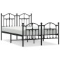 vidaXL Giroletto con Testiera e Pediera Metallo Nero 120x190 cm vidaXL Giroletto con Testiera e Pediera Metallo Nero 120x190 cm