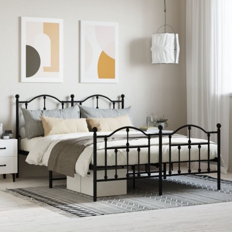 vidaXL Giroletto con Testiera e Pediera Metallo Nero 140x190 cm