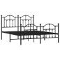vidaXL Giroletto con Testiera e Pediera Metallo Nero 150x200 cm vidaXL Giroletto con Testiera e Pediera Metallo Nero 150x200 cm