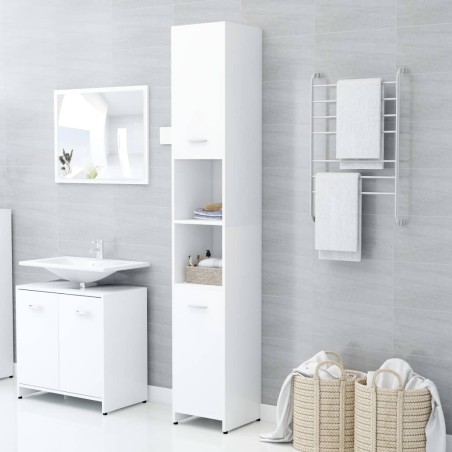 vidaXL Mobile da Bagno Bianco 30x30x183,5 cm in Legno tecnico