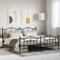 vidaXL Giroletto con Testiera e Pediera Metallo Nero 193x203 cm vidaXL Giroletto con Testiera e Pediera Metallo Nero 193x203 cm