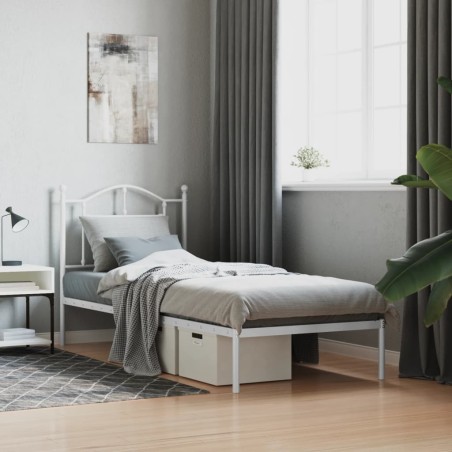 vidaXL Giroletto con Testiera Metallo Bianco 90x190 cm
