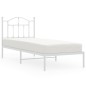 vidaXL Giroletto con Testiera Metallo Bianco 90x200 cm vidaXL Giroletto con Testiera Metallo Bianco 90x200 cm