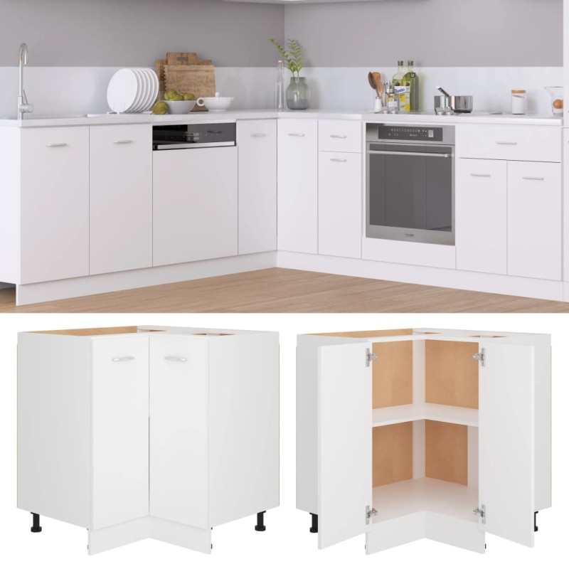 Armadio Angolare Bianco 75,5x75,5x80,5 cm in Legno Multistrato Armadio Angolare Bianco 75,5x75,5x80,5 cm in Legno Multistrato