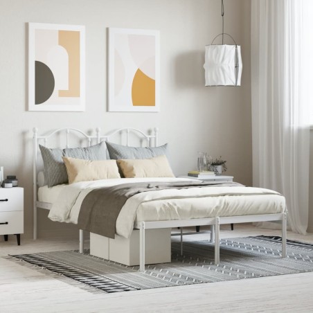 vidaXL Giroletto con Testiera Metallo Bianco 120x190 cm