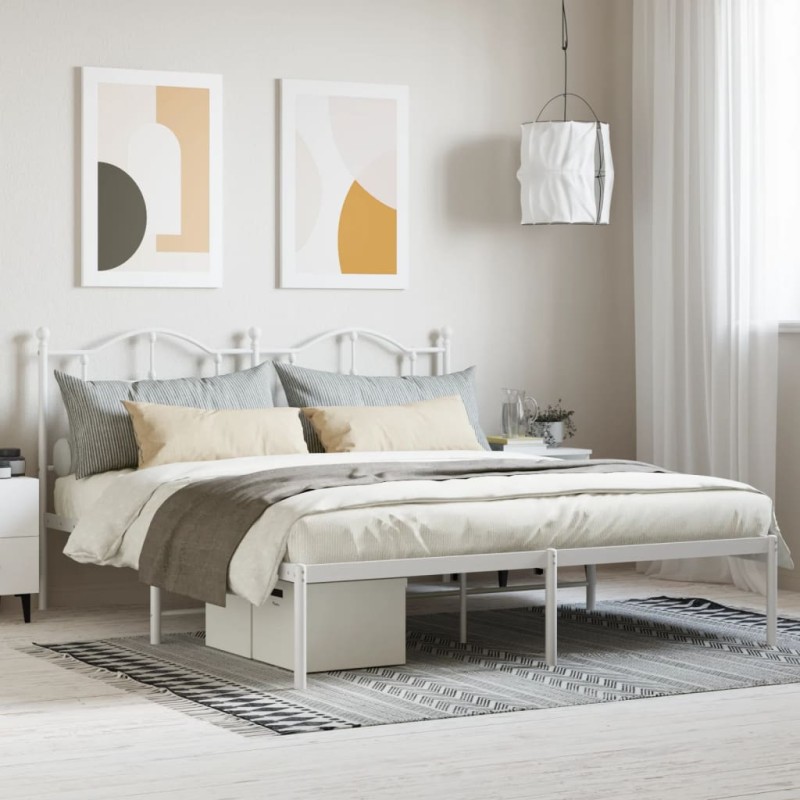 vidaXL Giroletto con Testiera Metallo Bianco 180x200 cm vidaXL Giroletto con Testiera Metallo Bianco 180x200 cm
