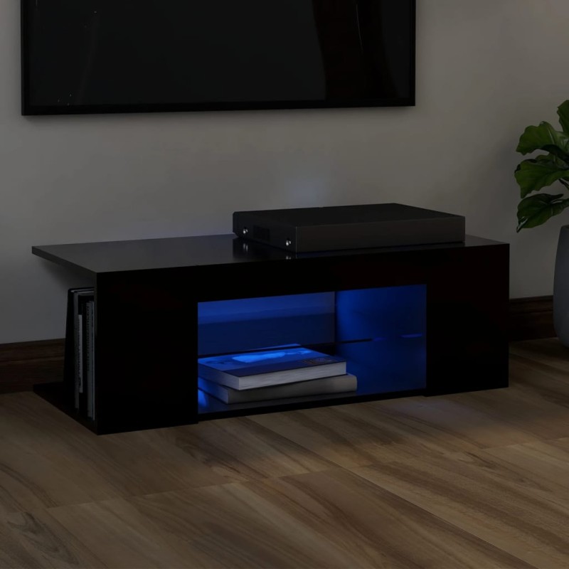 Mobile Porta TV con Luci LED Nero 90x39x30 cm Mobile Porta TV con Luci LED Nero 90x39x30 cm