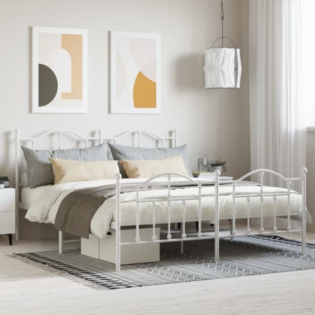 vidaXL Giroletto con Testiera e Pediera Metallo Bianco 180x200 cm
