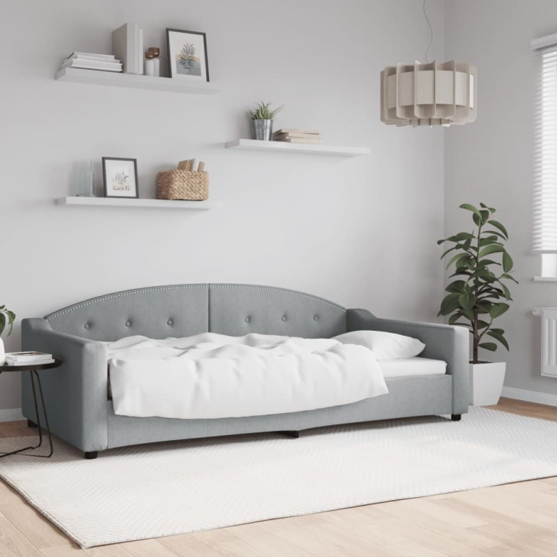vidaXL Letto da Giorno Grigio Chiaro 100x200 cm in Tessuto vidaXL Letto da Giorno Grigio Chiaro 100x200 cm in Tessuto