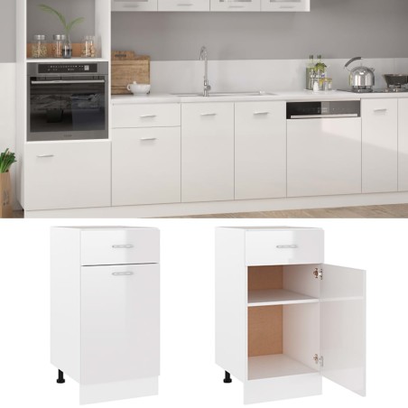 Armadio con Cassetto Bianco Lucido 40x46x81,5 cm in Truciolato