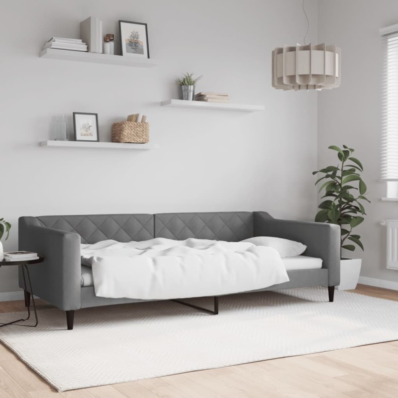 vidaXL Letto da Giorno Grigio Scuro 100x200 cm in Tessuto vidaXL Letto da Giorno Grigio Scuro 100x200 cm in Tessuto