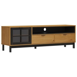vidaXL Mobile TV FLAM 158x40x50 cm Anta in Vetro Massello di Pino