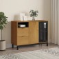 vidaXL Credenza FLAM 110x40x80 cm Anta in Vetro Massello di Pino vidaXL Credenza FLAM 110x40x80 cm Anta in Vetro Massello di Pino