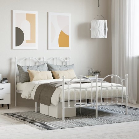 vidaXL Giroletto con Testiera e Pediera Metallo Bianco 120x190 cm