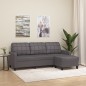 vidaXL Divano a 3 Posti con Poggiapiedi grigio 180 cm in Similpelle vidaXL Divano a 3 Posti con Poggiapiedi grigio 180 cm in Similpelle