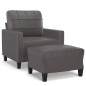 vidaXL Poltrona con Poggiapiedi Grigio 60 cm in Similpelle