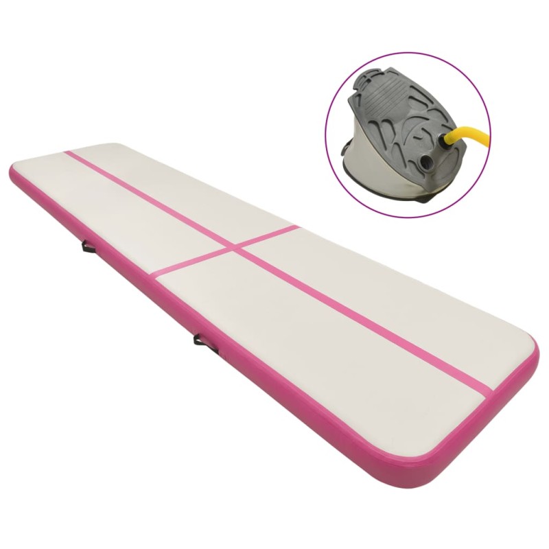 vidaXL Tappetino Ginnastica Gonfiabile con Pompa 600x100x15cm PVC Rosa vidaXL Tappetino Ginnastica Gonfiabile con Pompa 600x100x15cm PVC Rosa