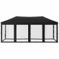 vidaXL Tenda per Feste Pieghevole con Pareti Laterali Nero 3x6 m vidaXL Tenda per Feste Pieghevole con Pareti Laterali Nero 3x6 m