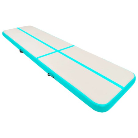 vidaXL Tappetino Ginnastica Gonfiabile e Pompa 800x100x15cm PVC Verde
