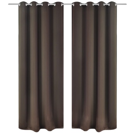 vidaXL Tende Oscuranti 2 pz con Anelli in Metallo 135 x 245 cm