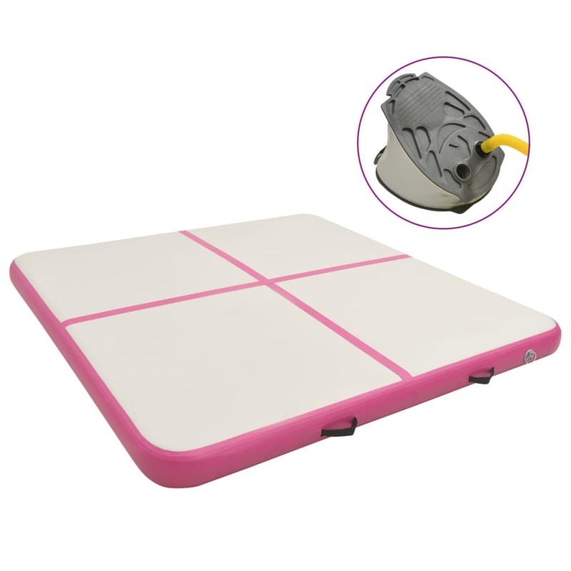 vidaXL Tappetino Ginnastica Gonfiabile con Pompa 200x200x15cm PVC Rosa vidaXL Tappetino Ginnastica Gonfiabile con Pompa 200x200x15cm PVC Rosa