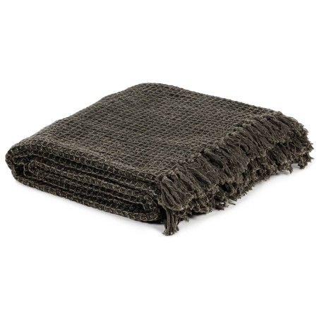 vidaXL Copriletto in Cotone 125x150 cm Antracite/Marrone