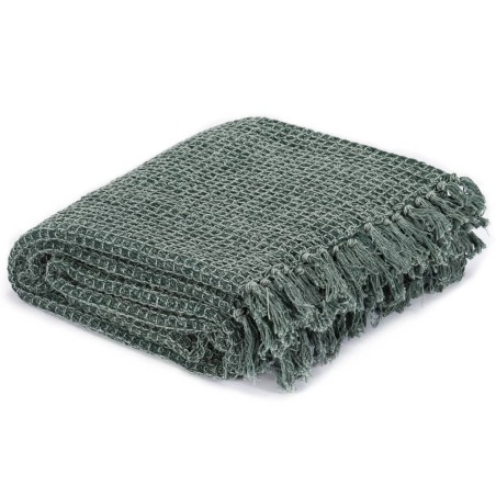 vidaXL Copriletto in Cotone 125x150 cm Verde Scuro