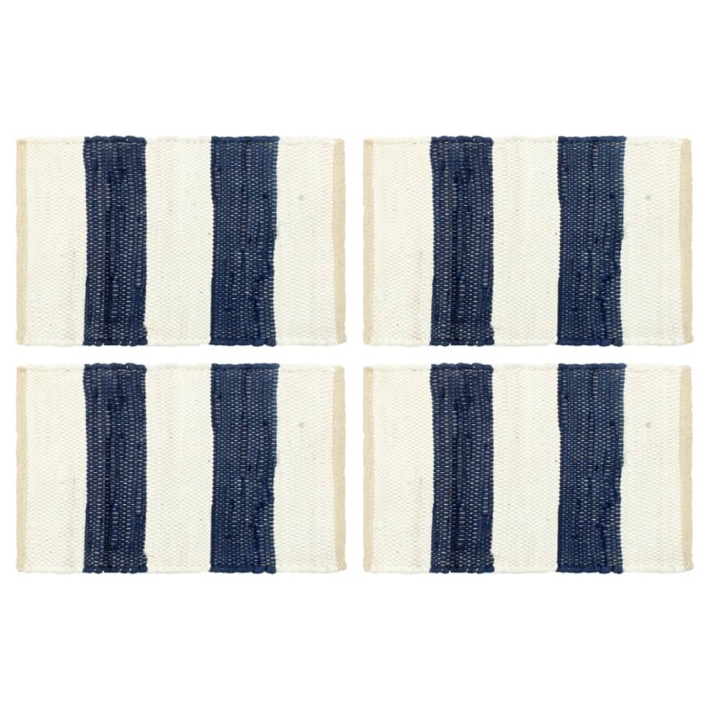 vidaXL Tovagliette 4 pz Chindi a Strisce Blu e Bianco 30x45 cm Cotone vidaXL Tovagliette 4 pz Chindi a Strisce Blu e Bianco 30x45 cm Cotone