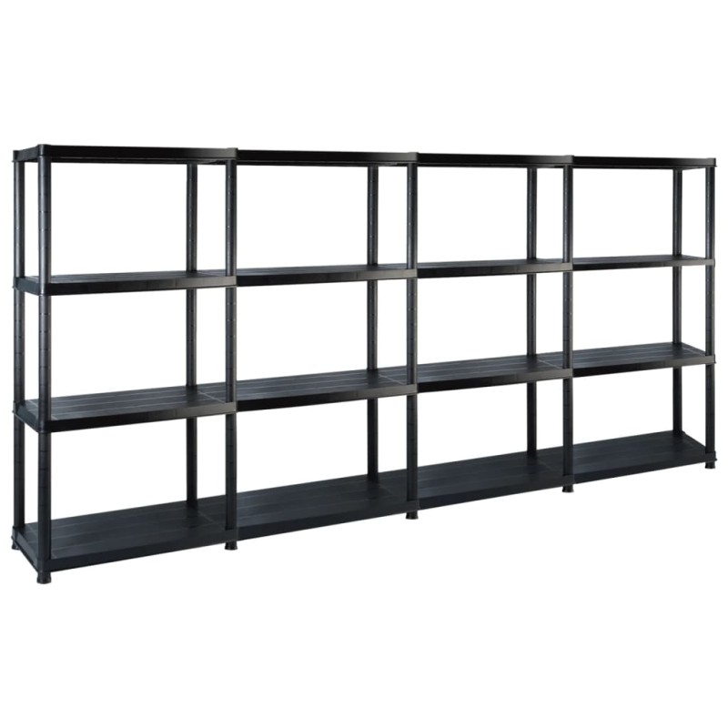 Scaffale a 4 Ripiani Nero 244x30,5x130 cm in Plastica Scaffale a 4 Ripiani Nero 244x30,5x130 cm in Plastica