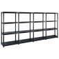 Scaffale a 4 Ripiani Nero 244x30,5x130 cm in Plastica Scaffale a 4 Ripiani Nero 244x30,5x130 cm in Plastica