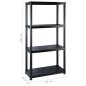 Scaffale a 4 Ripiani Nero 244x30,5x130 cm in Plastica Scaffale a 4 Ripiani Nero 244x30,5x130 cm in Plastica