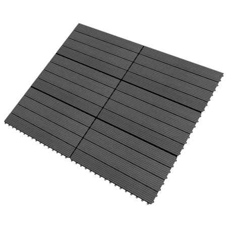 vidaXL Piastrelle per Decking in WPC 6 pz 60x30 cm 1,08 m² Nere