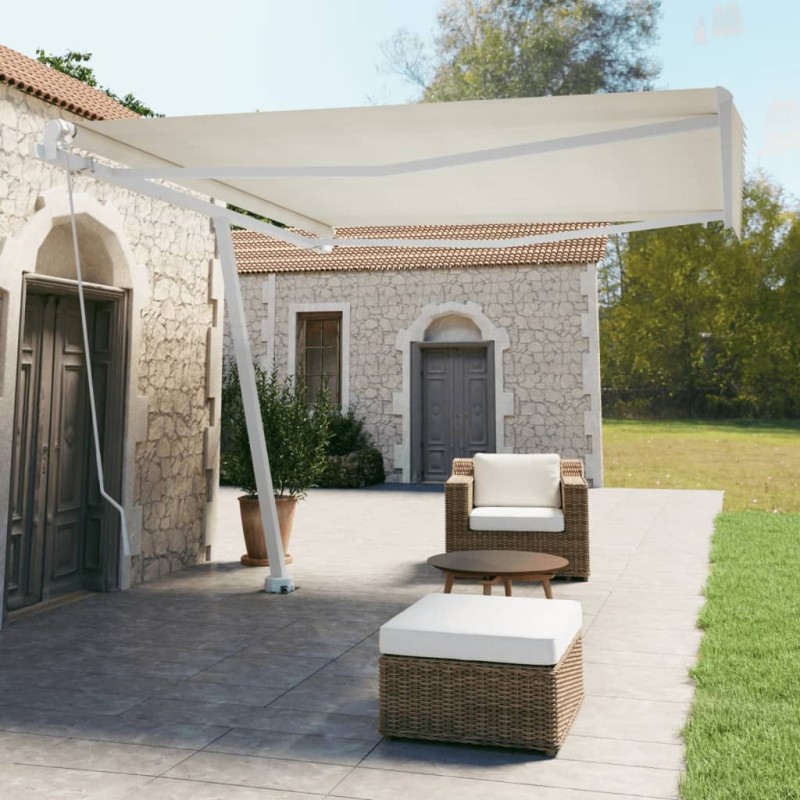 Tenda da Sole Retrattile Manuale Autoportante 400x350 cm Crema Tenda da Sole Retrattile Manuale Autoportante 400x350 cm Crema