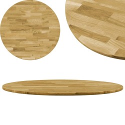 vidaXL Piano del Tavolo Legno Massello di Rovere Circolare 23mm 500mm 