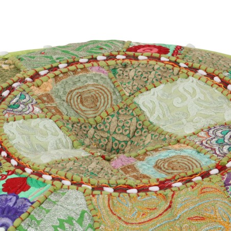 vidaXL Pouf Patchwork Rotondo Fatto a Mano in Cotone 40x20 cm Verde