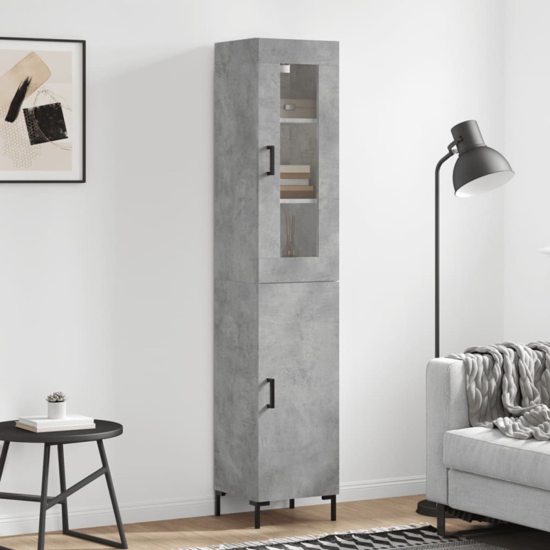 vidaXL Credenza Grigio Cemento 34,5x34x180 cm in Legno Multistrato vidaXL Credenza Grigio Cemento 34,5x34x180 cm in Legno Multistrato