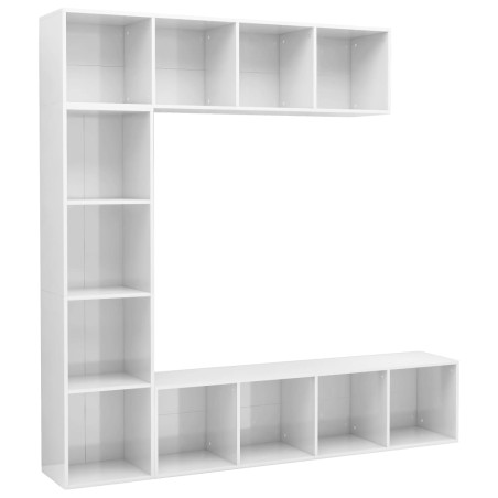 vidaXL Libreria/Mobile per TV Set da 3 pz Bianco Lucido 180x30x180 cm 