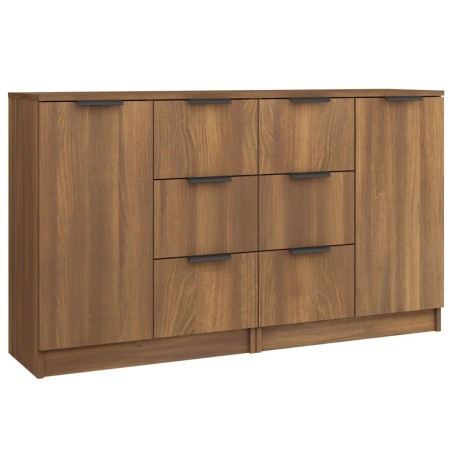 Credenze 2 pz Rovere Marrone 60x30x70 cm in Legno Multistrato
