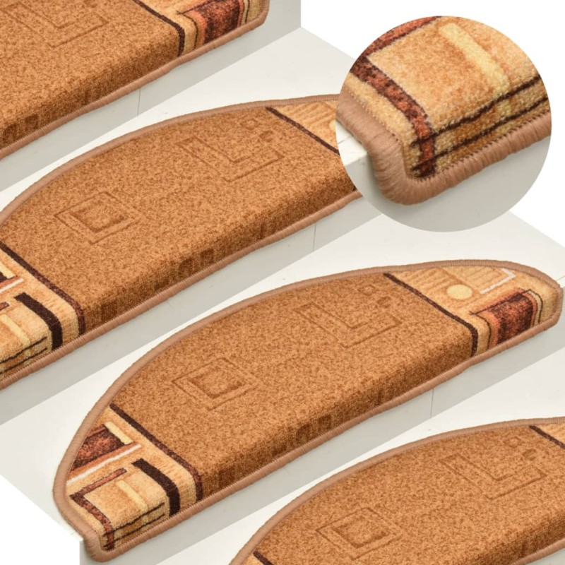 Tappetini Autoadesivi per Scale 15 pz Beige 65x21x4 cm Tappetini Autoadesivi per Scale 15 pz Beige 65x21x4 cm