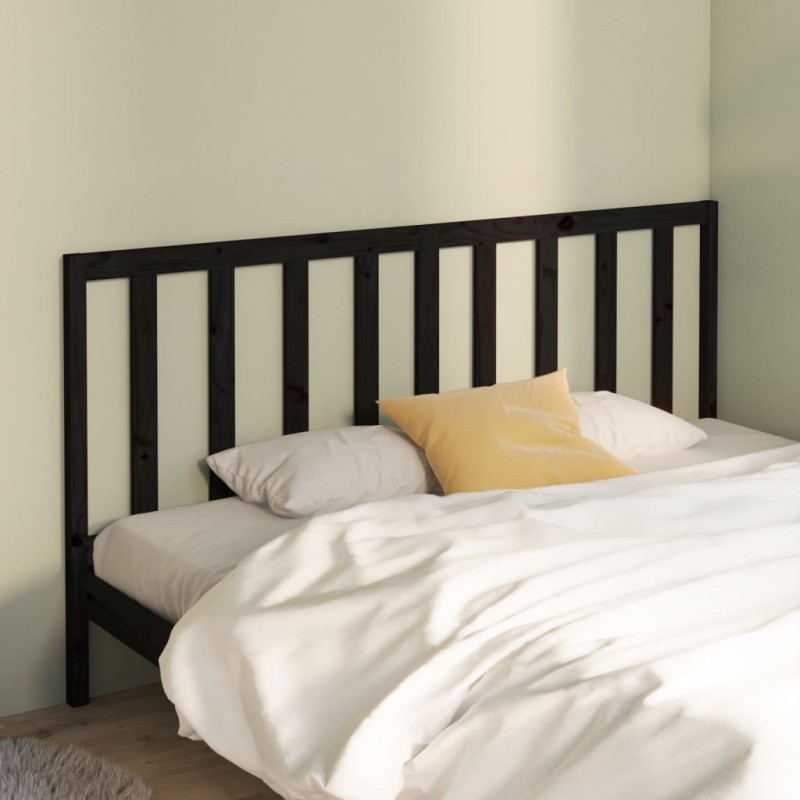 Testiera per Letto Nera 206x4x100 cm in Legno Massello di Pino Testiera per Letto Nera 206x4x100 cm in Legno Massello di Pino