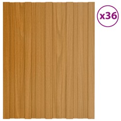 vidaXL Pannelli da Tetto 36 pz Acciaio Zincato Legno Chiaro 60x45 cm