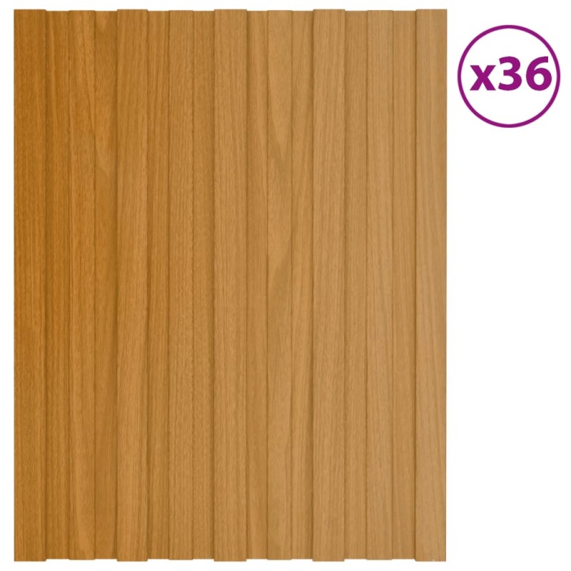vidaXL Pannelli da Tetto 36 pz Acciaio Zincato Legno Chiaro 60x45 cm
