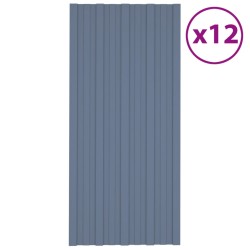 vidaXL Pannelli da Tetto 12 pz in Acciaio Zincato Grigio 100x45 cm