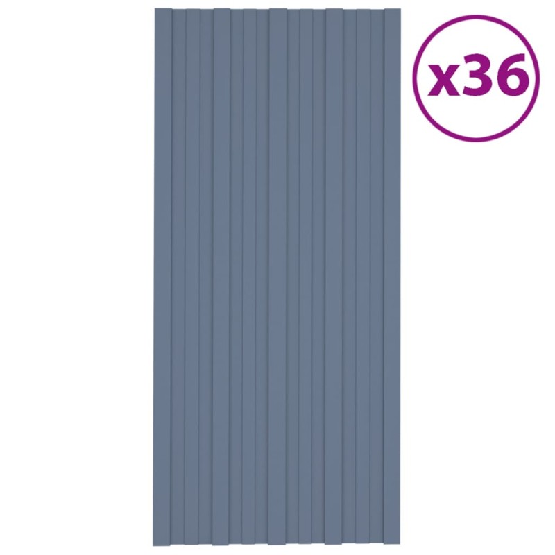 vidaXL Pannelli da Tetto 36 pz in Acciaio Zincato Grigio 100x45 cm vidaXL Pannelli da Tetto 36 pz in Acciaio Zincato Grigio 100x45 cm