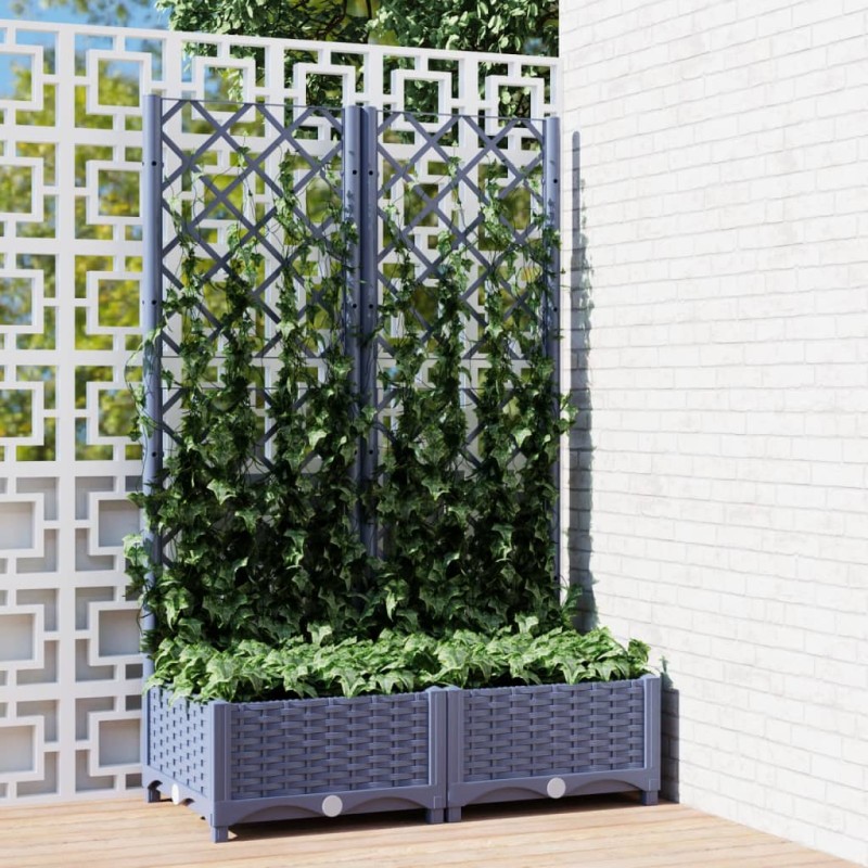 vidaXL Fioriera da Giardino e Graticcio Grigio Scuro 80x40x121,5 cm PP vidaXL Fioriera da Giardino e Graticcio Grigio Scuro 80x40x121,5 cm PP